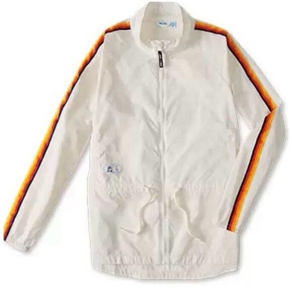 Aldi Gear ‘24 Windbreaker Jacket Ladies L White Logo Rainbow Water Resistant New - Picture 7 of 7